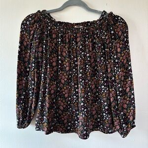 Forever 21 Off The Shoulder Black Floral Top